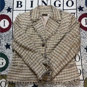 Crystal Fashions Beige Tweed Blazer Womens 16